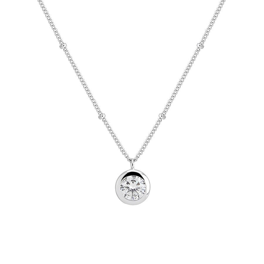 Argento Silver Plain Solitaire Necklace