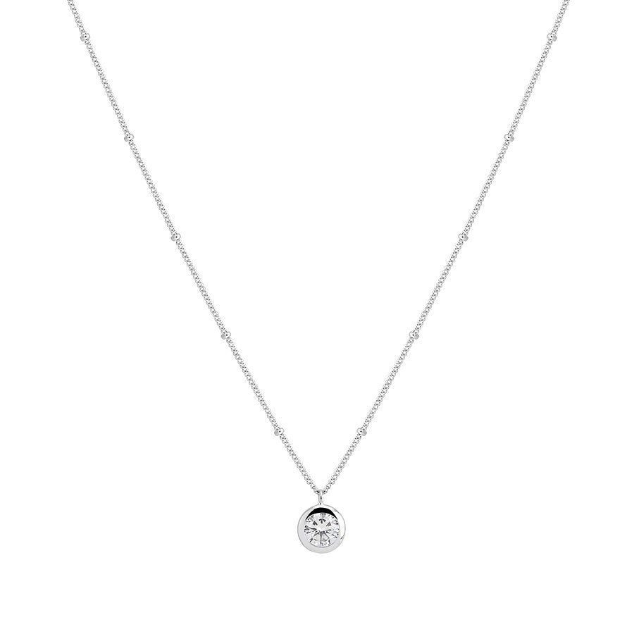 Argento Silver Plain Solitaire Necklace