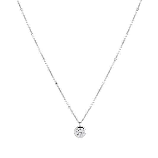 Argento Silver Plain Solitaire Necklace