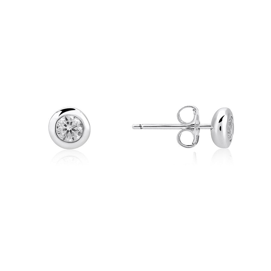 Argento Silver Plain Solitaire Stud Earrings