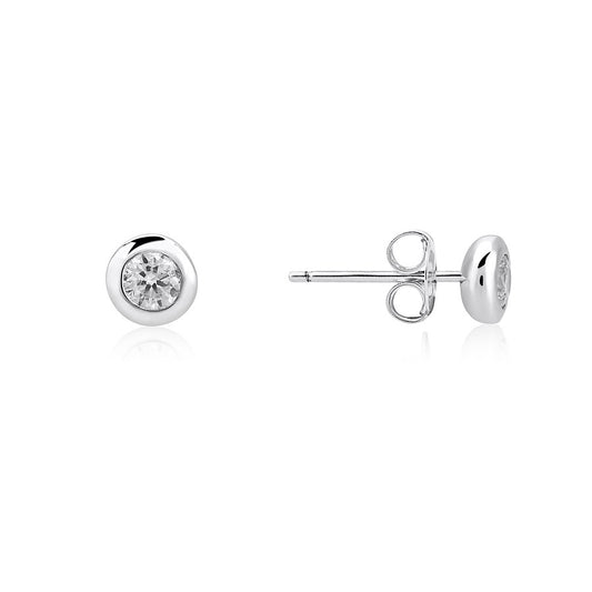 Argento Silver Plain Solitaire Stud Earrings