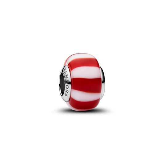 Pandora Silver Red Peppermint Murano Glass Charm