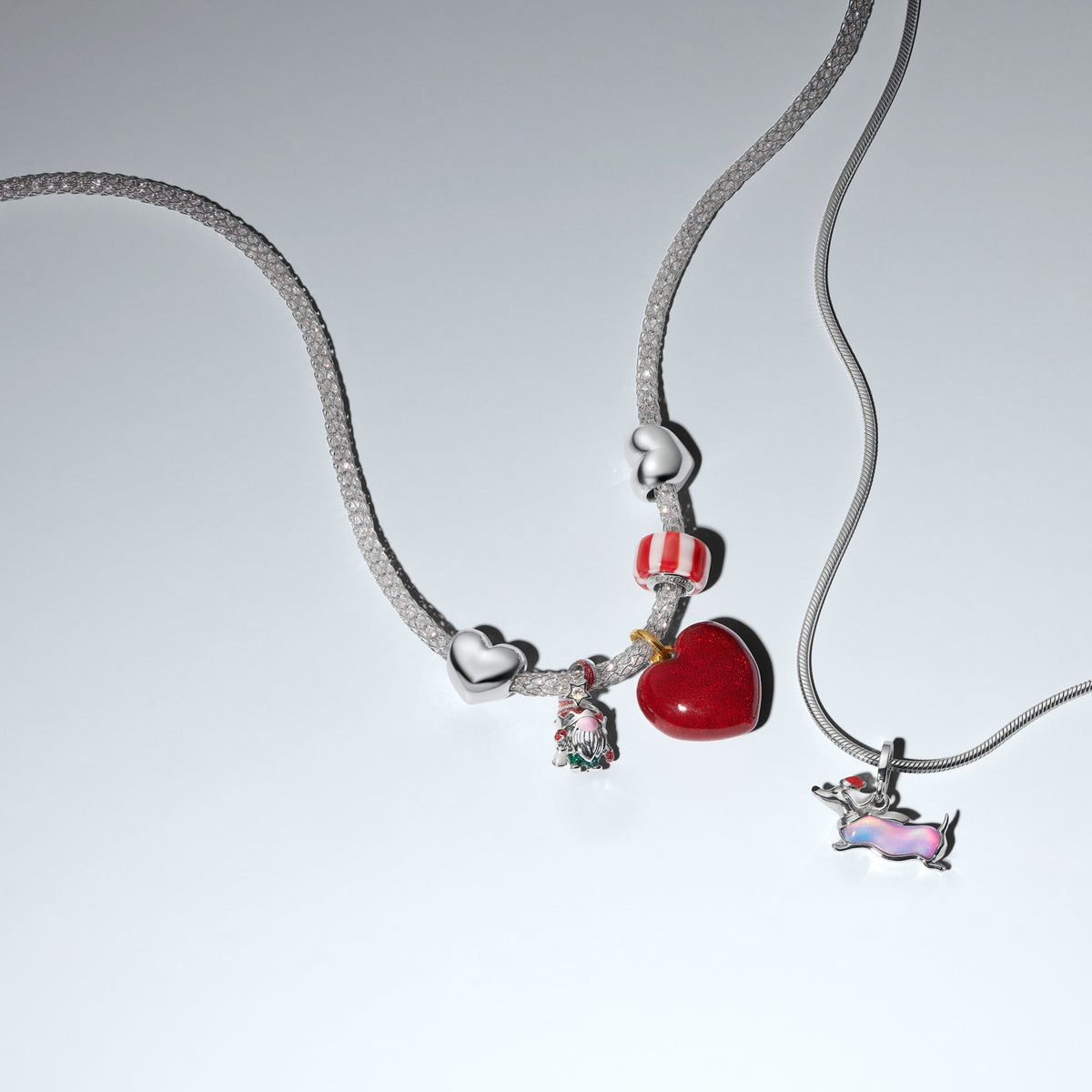 Pandora Silver Red Peppermint Murano Glass Charm
