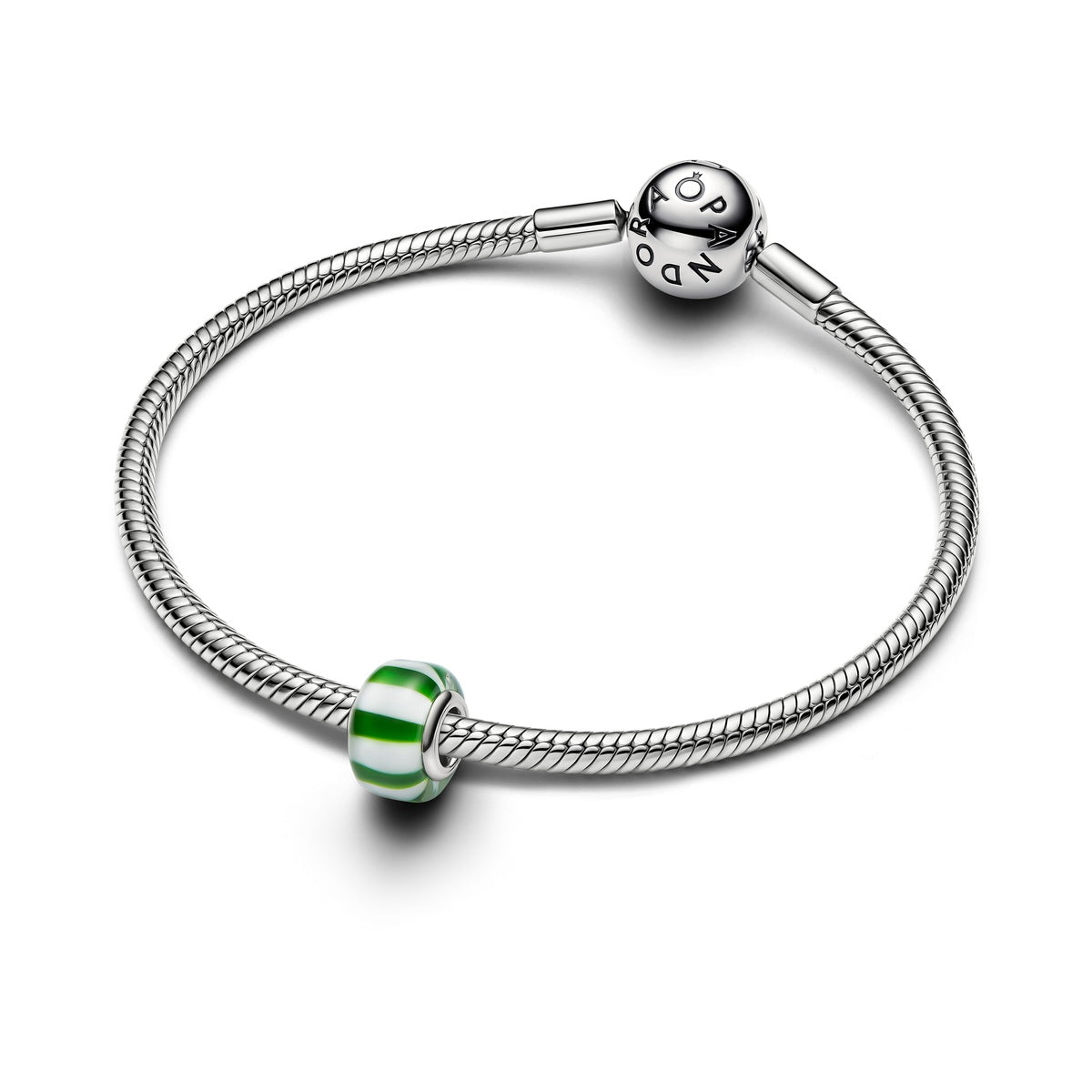 Pandora Silver Green Peppermint Murano Glass Charm