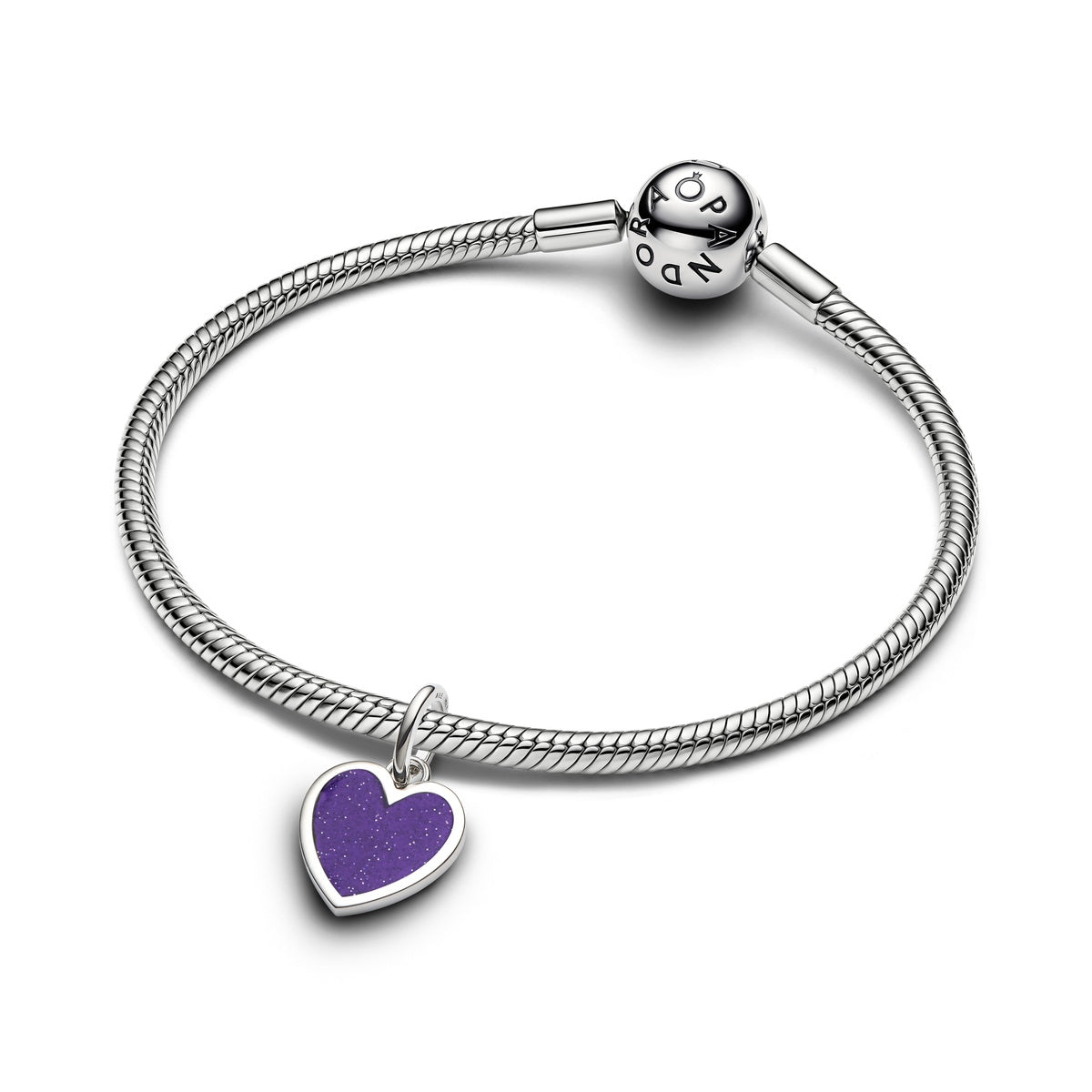 Pandora Silver Purple Heart Dangle Charm