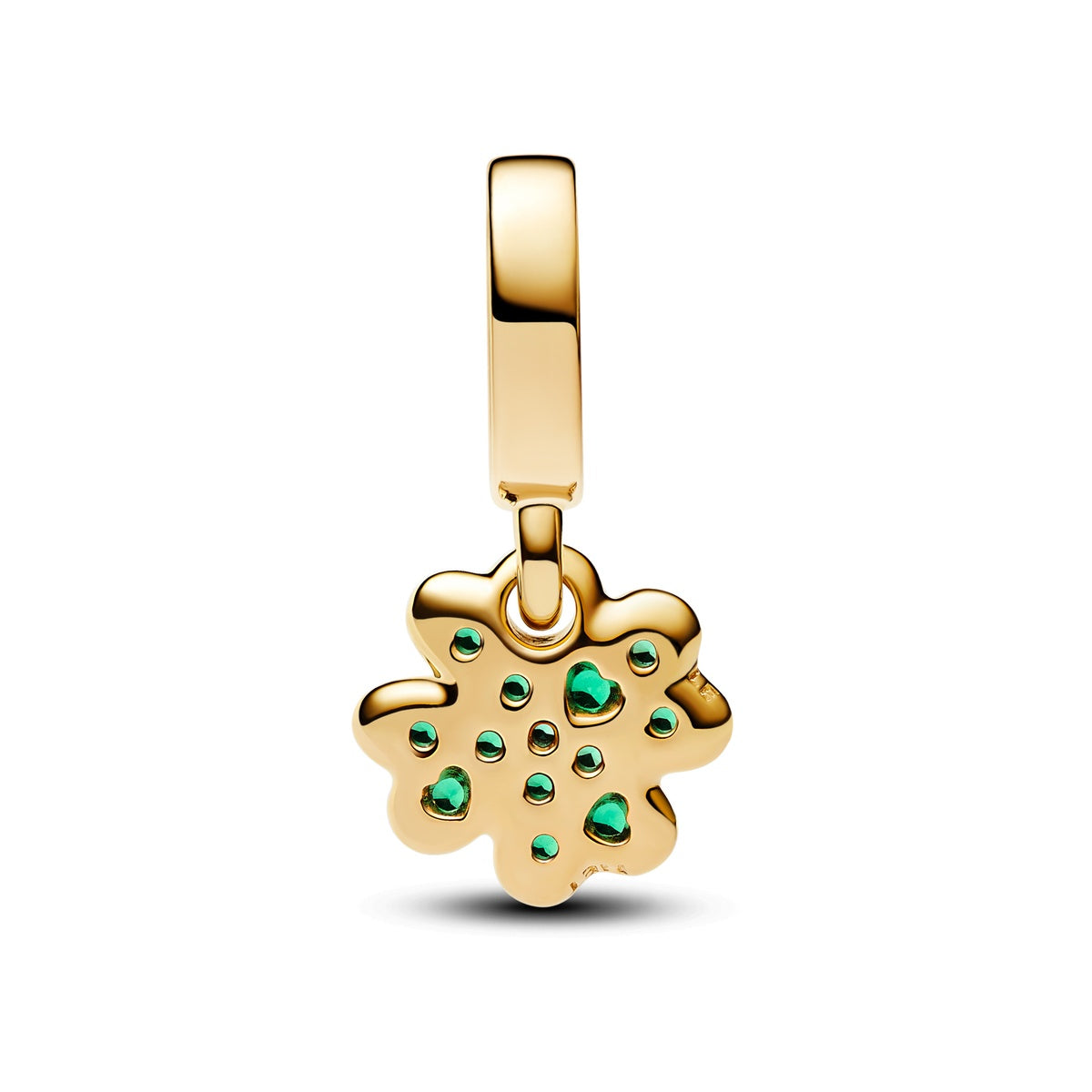 Pandora Gold Green Pavé Clover Dangle Charm