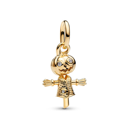 Pandora Gold Pumpkin Scarecrow Dangle Charm