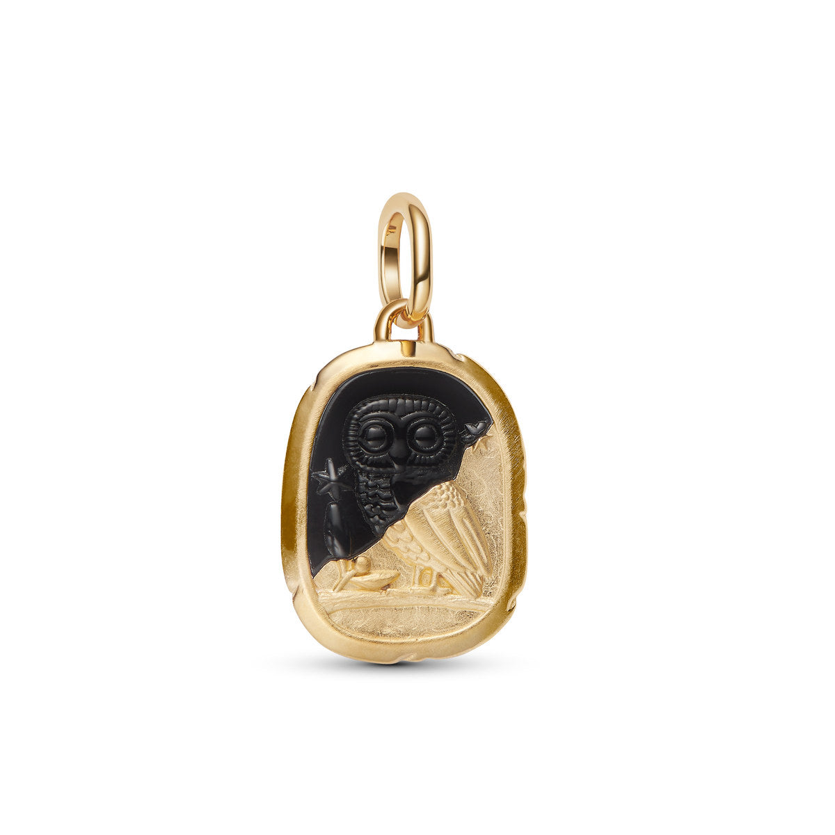 Pandora Gold Black Crystal Owl Medallion Charm