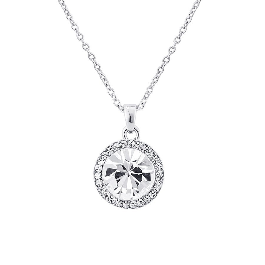 August Woods Silver Large Crystal Halo Necklace