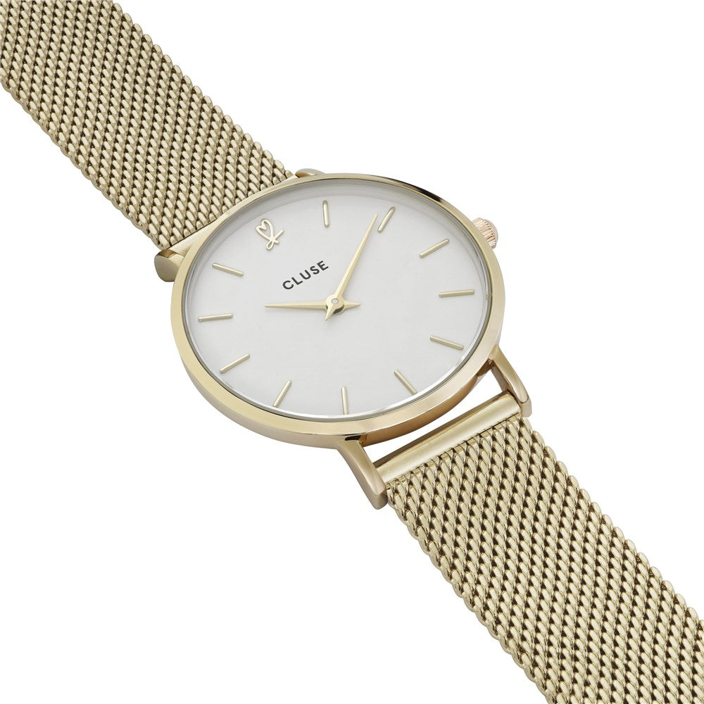 CLUSE Minuit Heart Gold Mesh Watch and Bracelet Gift Box