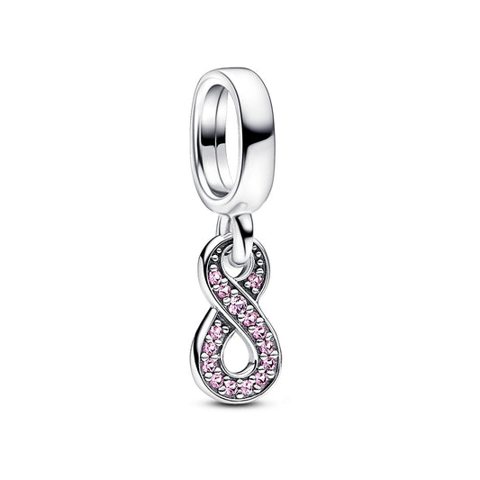 Pandora Silver Pink Pavé Infinity Dangle Charm
