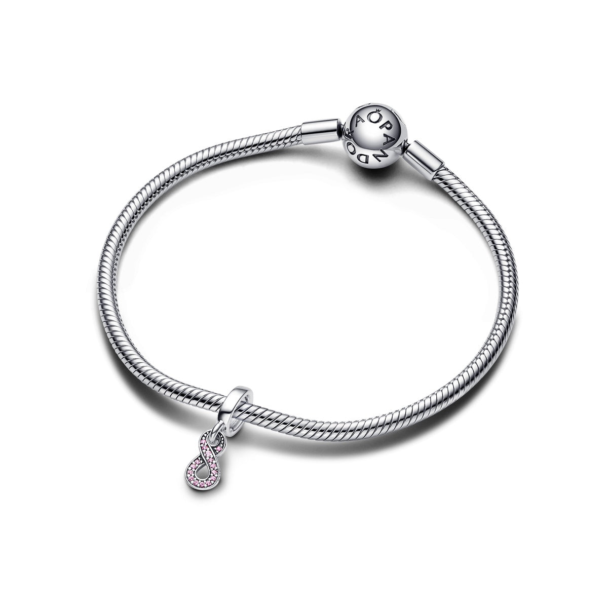 Pandora Silver Pink Pavé Infinity Dangle Charm