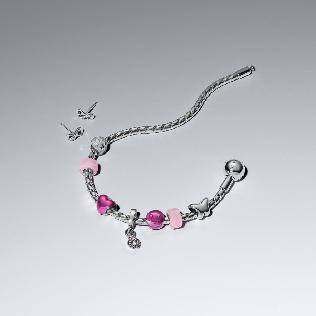 Pandora Silver Pink Pavé Infinity Dangle Charm