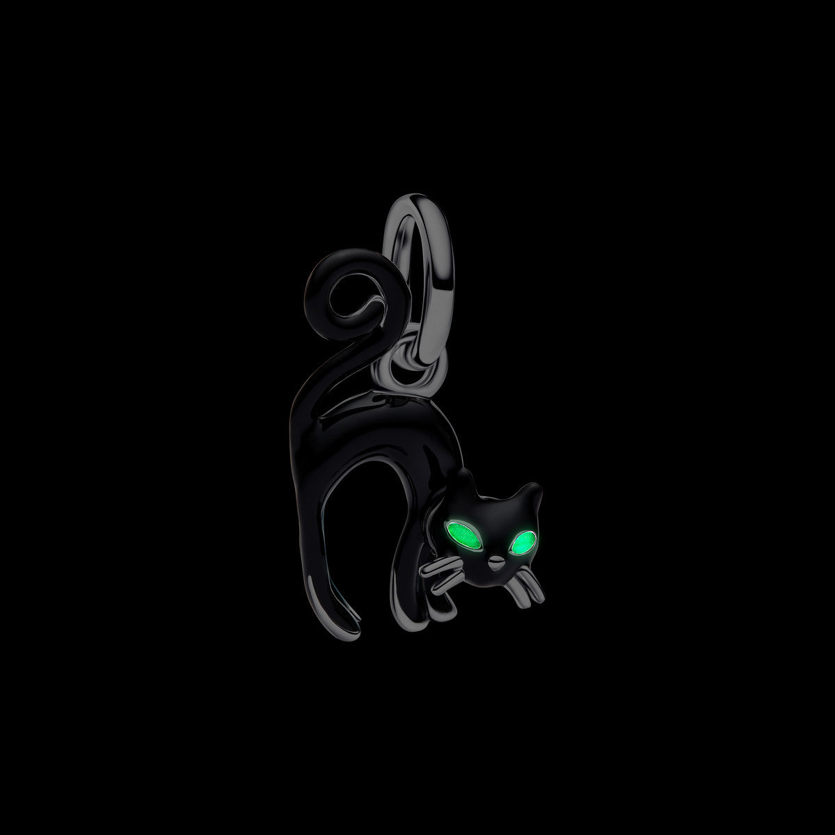 Pandora Silver Black Cat Glow in the Dark Charm