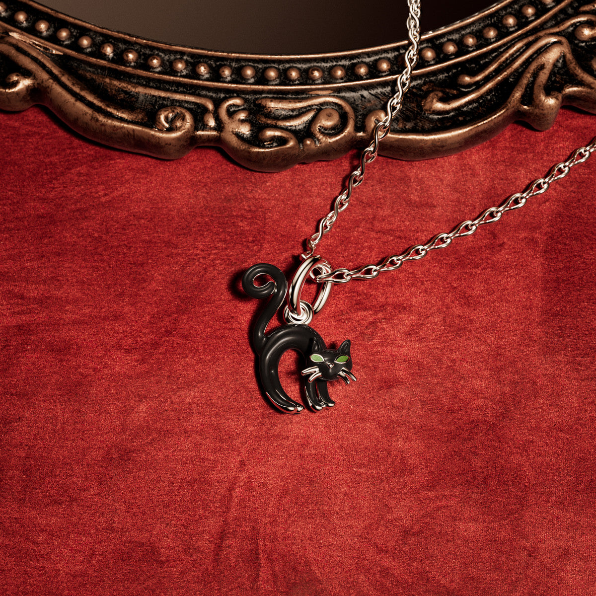 Pandora Silver Black Cat Glow in the Dark Charm