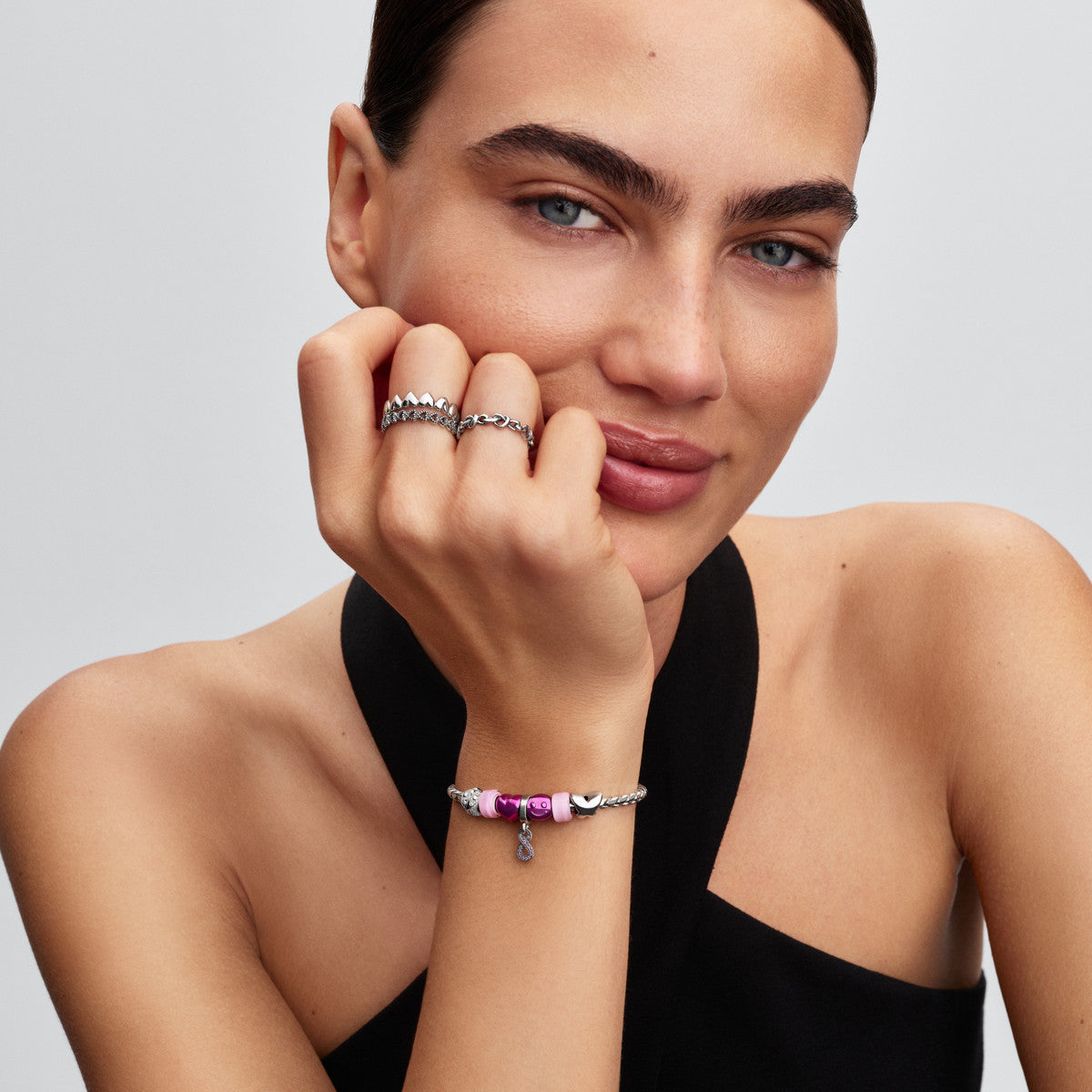 Pandora Silver Pink Heart Mini Charm