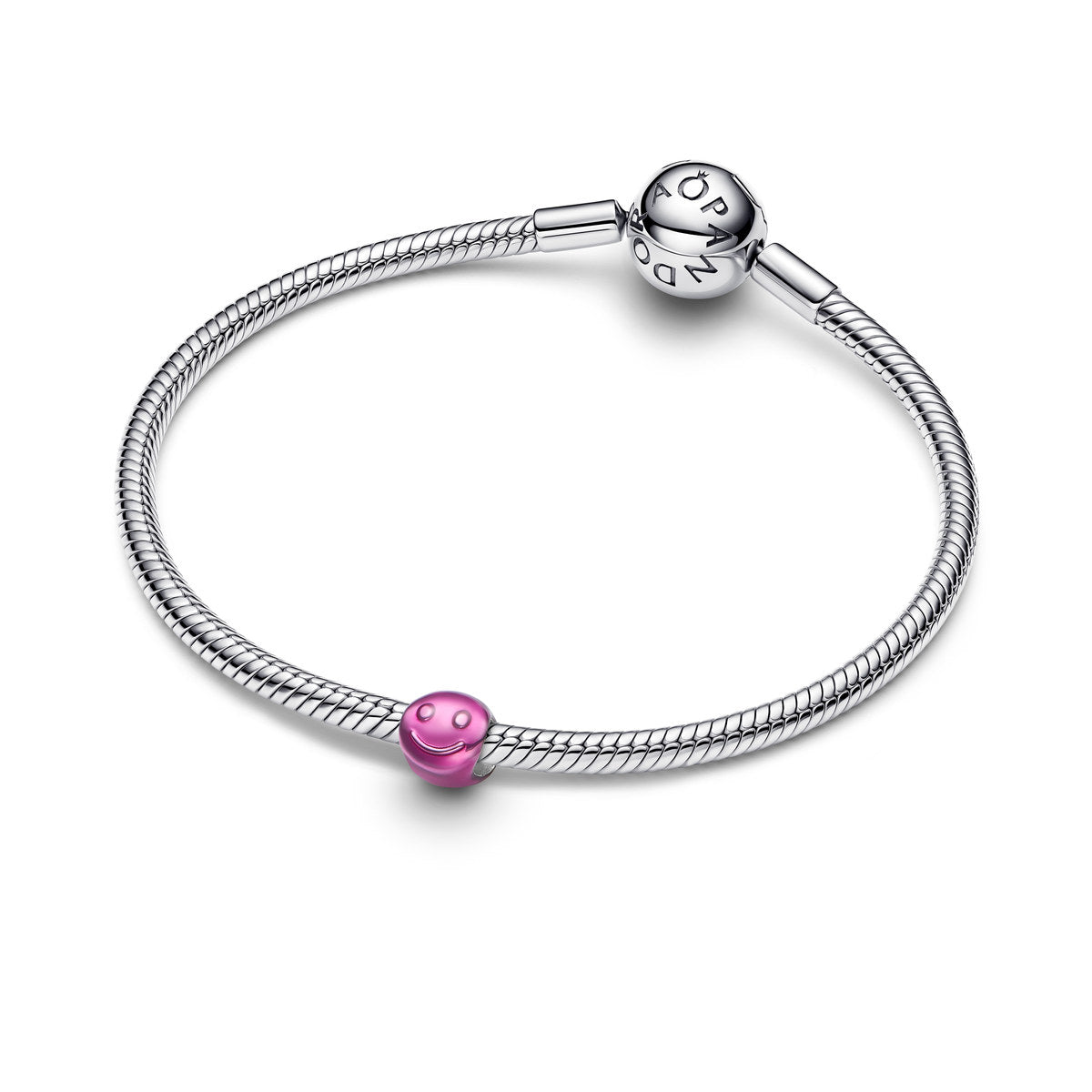 Pandora Silver Pink Happy Face Mini Charm