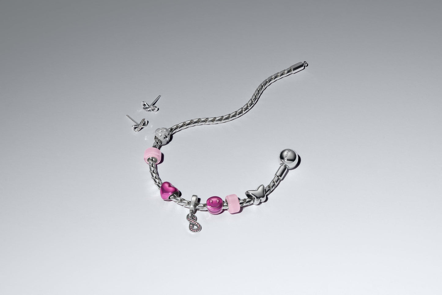 Pandora Silver Pink Happy Face Mini Charm