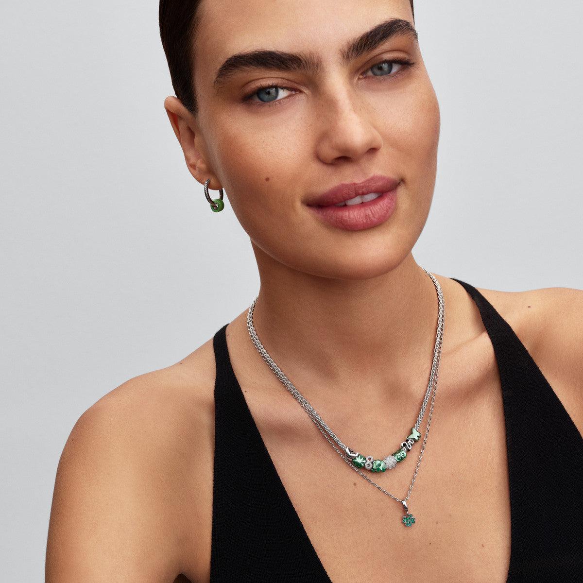 Pandora Silver Green Clover Mini Charm