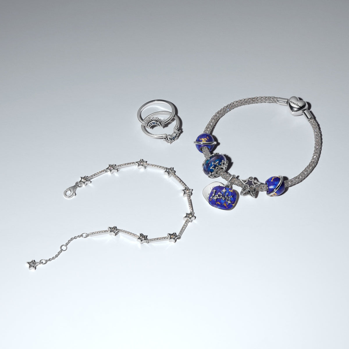 Pandora Celestial Blue Love Constellation Double Dangle Charm