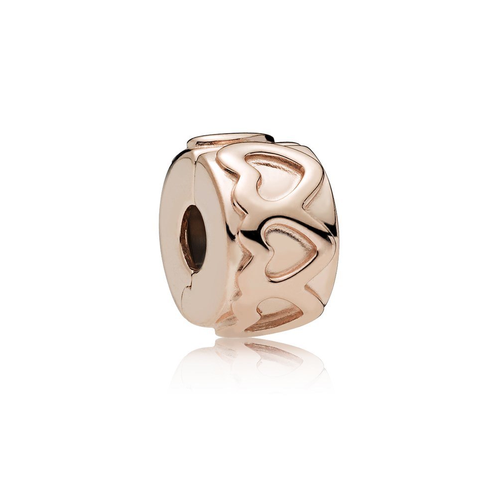 Pandora Rose Gold Row of Hearts Clip