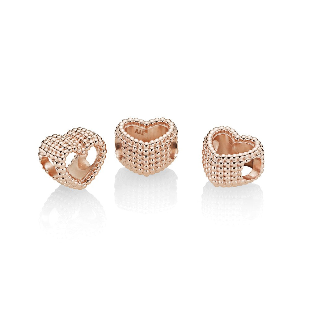 Pandora Rose Gold Beaded Heart Charm