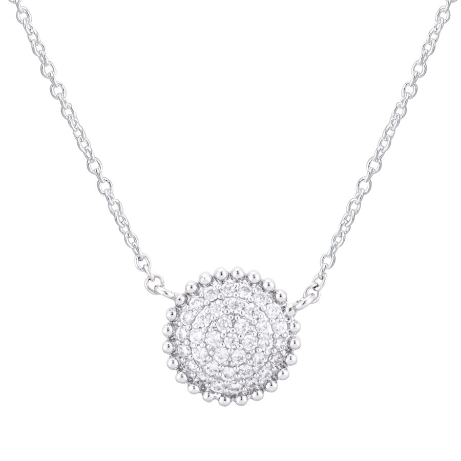 August Woods Silver Dimples Crystal Circle Necklace