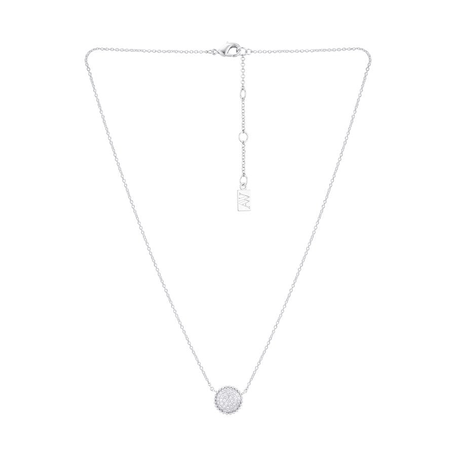 August Woods Silver Dimples Crystal Circle Necklace
