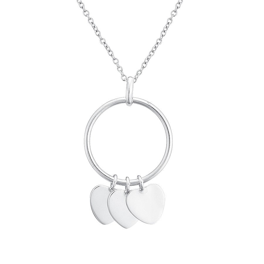 Argento Silver Triple Heart Engraving Necklace