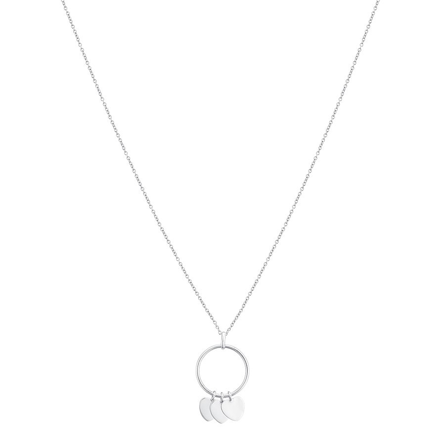 Argento Silver Triple Heart Engraving Necklace