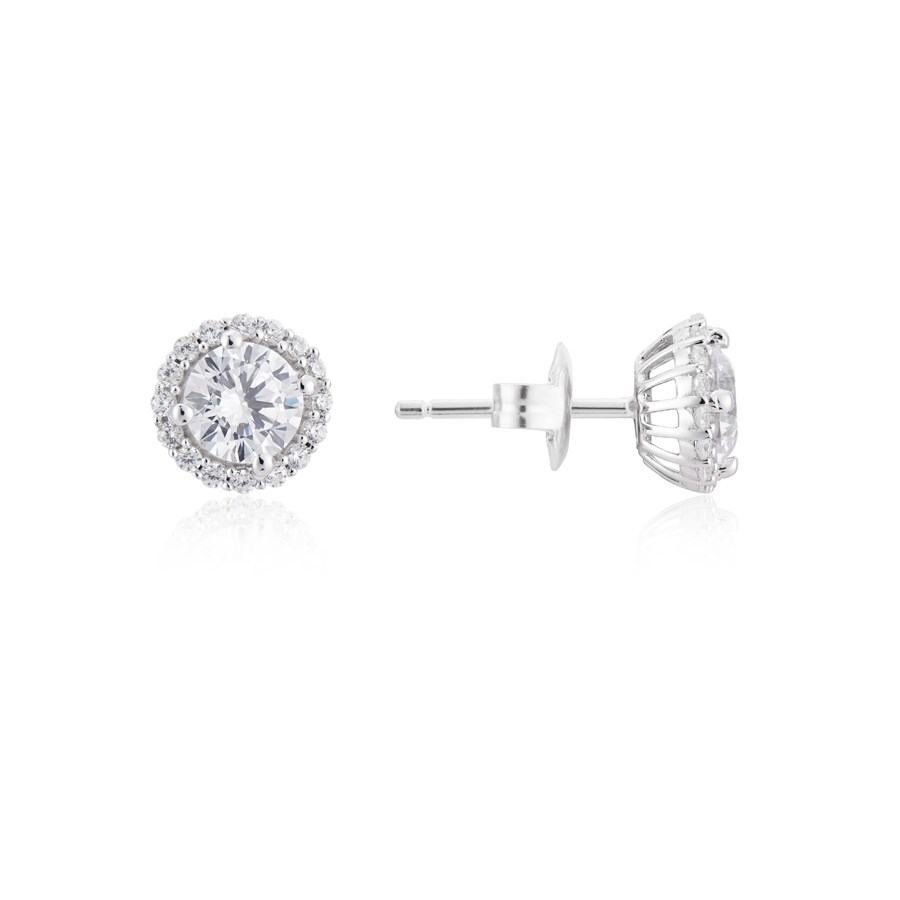 Argento Silver Crystal Halo Earrings