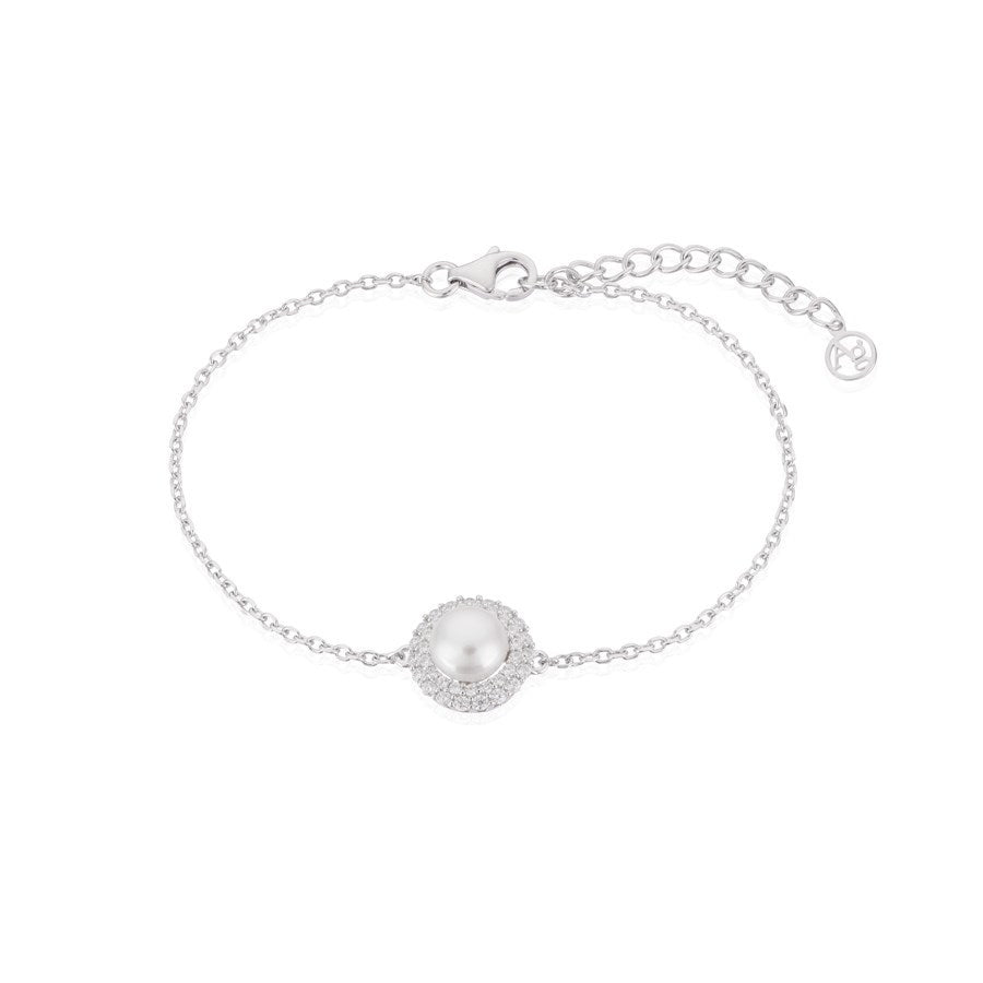 Argento Silver Crystal Pearl Halo Bracelet