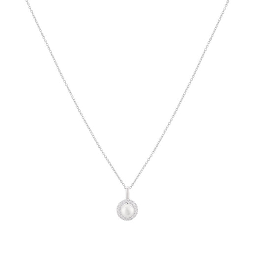Argento Silver Crystal Pearl Halo Necklace