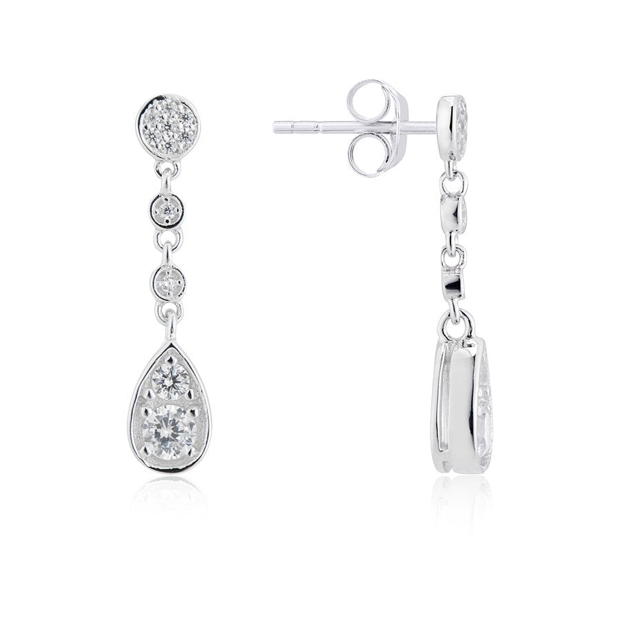 Argento Silver Crystal Pear Drop Earrings