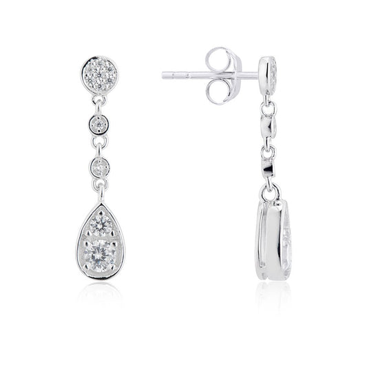 Argento Silver Crystal Pear Drop Earrings