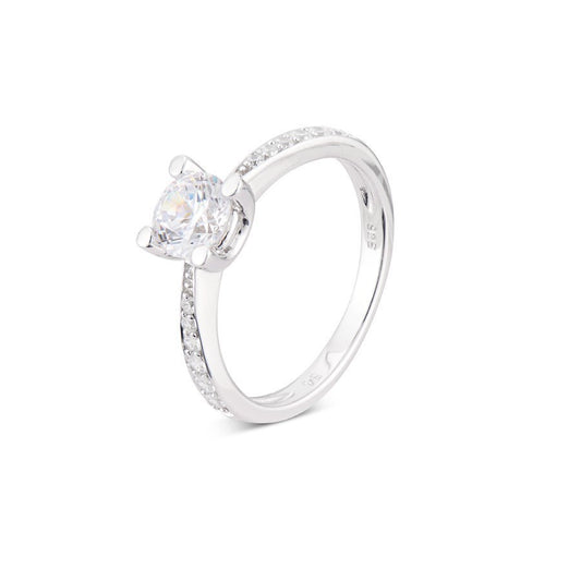 Argento Silver Square Crystal Ring