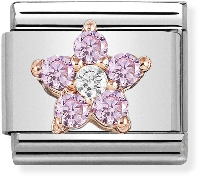 Nomination Rose Gold Pink Crystal Flower Charm 