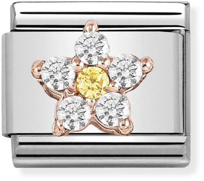 Nomination Rose Gold Crystal Flower Charm 