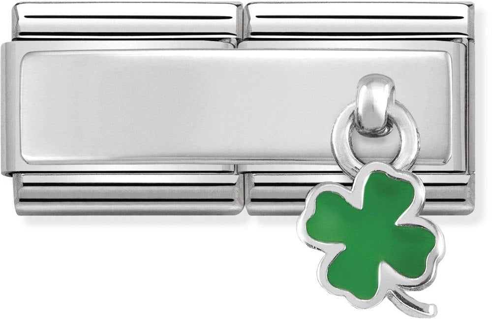 Nomination Silver Double Engravable Clover Charm 