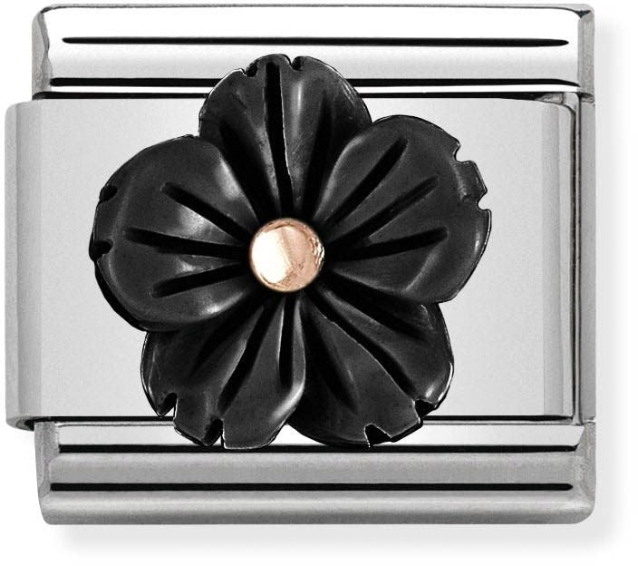 Nomination Black + Rose Gold Flower Charm 