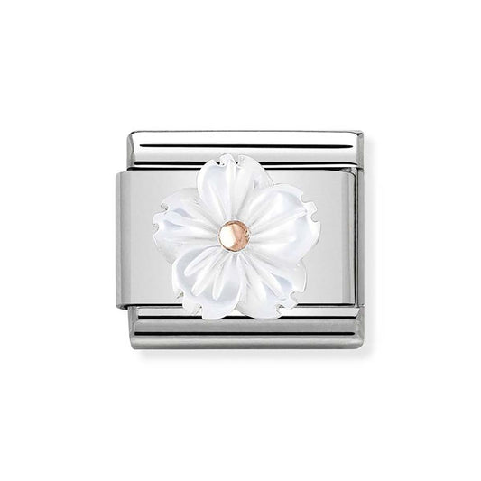 Nomination White + Rose Gold Flower Charm
