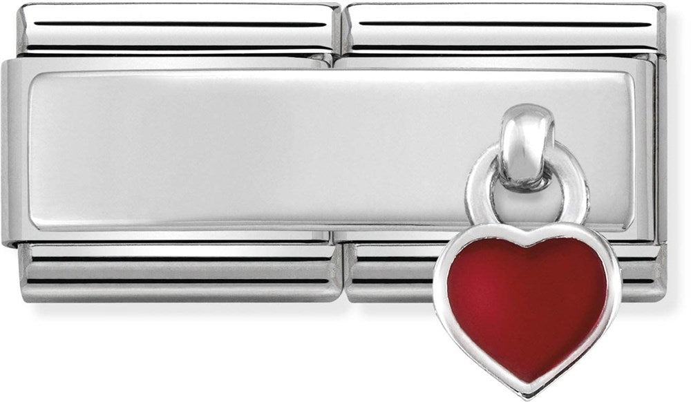 Nomination Silver Double Engravable Red Heart Charm 