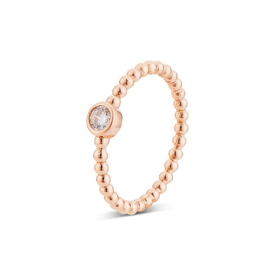 Argento Rose Gold Dotted Crystal Stacking Ring 