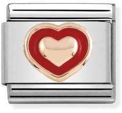 Nomination Rose Gold Red Frame Heart Charm 