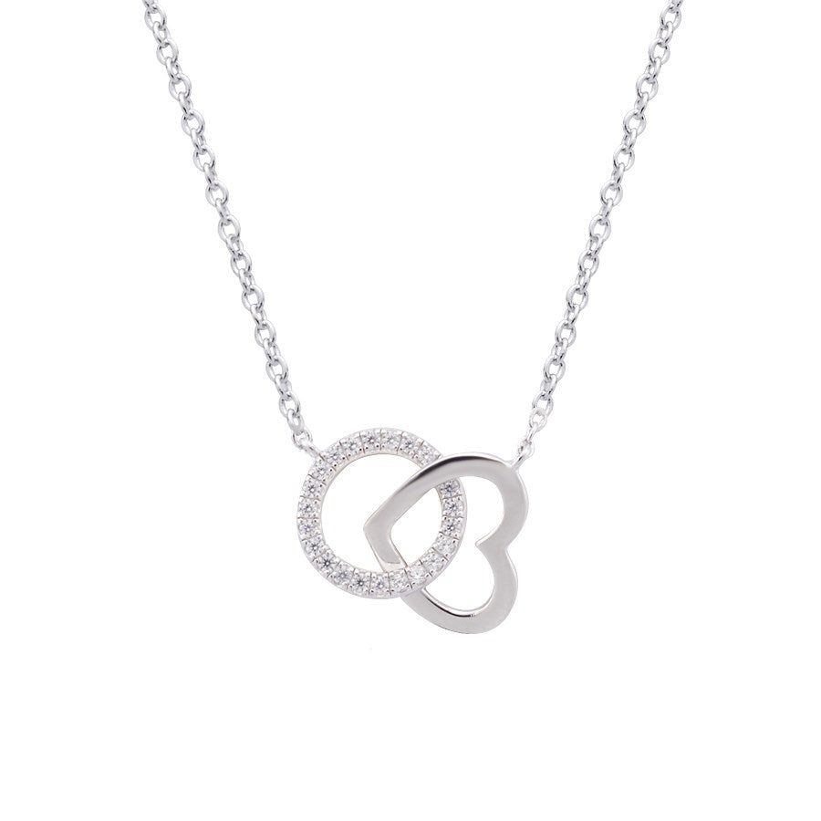 Argento Silver Circle & Heart Necklace