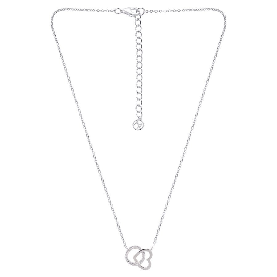 Argento Silver Circle & Heart Necklace