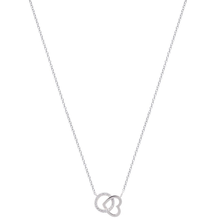 Argento Silver Circle & Heart Necklace