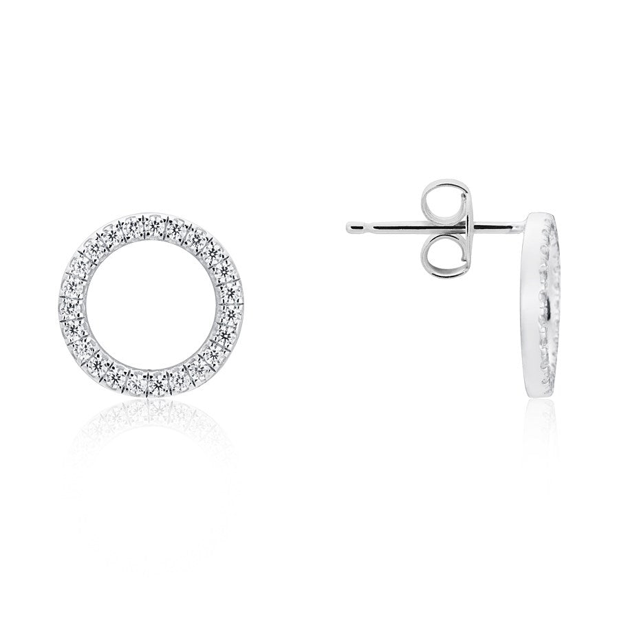 Argento Silver Open Crystal Circle Earrings