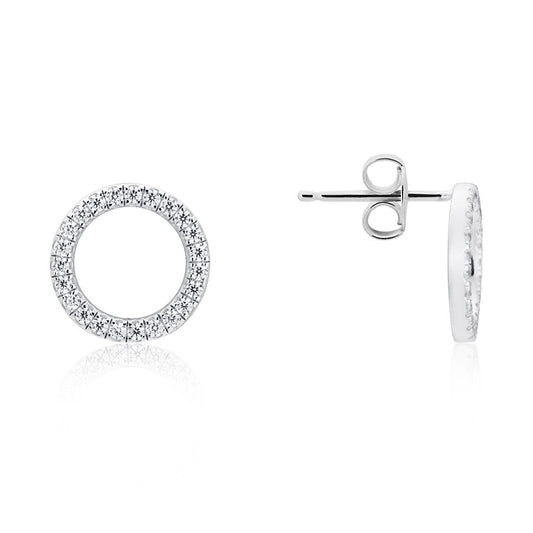 Argento Silver Open Crystal Circle Earrings