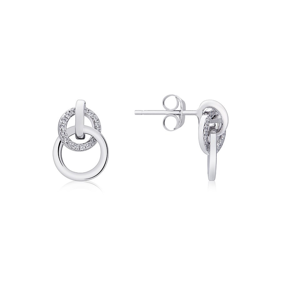 Argento Silver Small Linked Circle Earrings 
